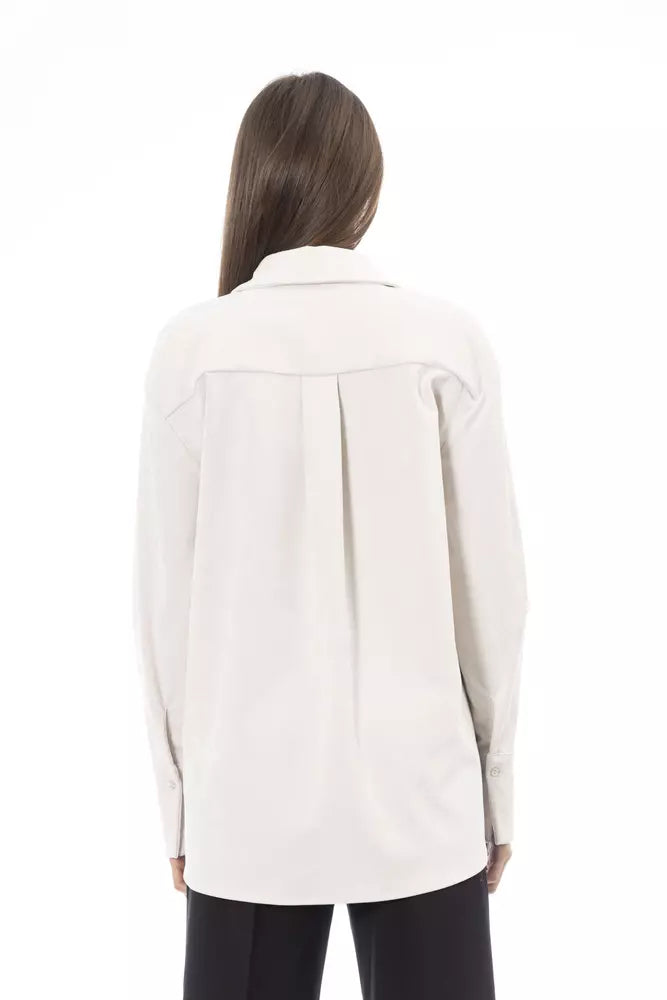 Alpha Studio White Polyester Women Shirt