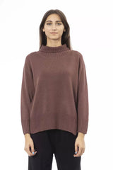 Alpha Studio Brown Merino Wool Women Sweater