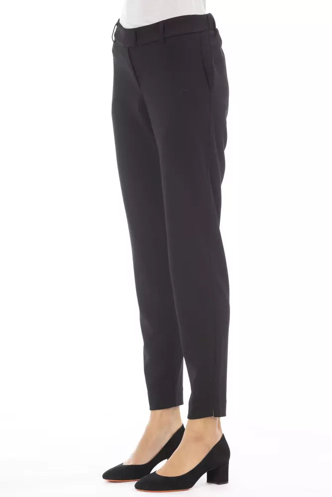 Alpha Studio Black Polyester Women Pant