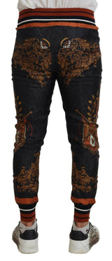 Dolce & Gabbana Baroque Crown Silk Sweatpants