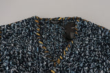 Dolce & Gabbana Elegant Blue V-Neck Cardigan Sweater