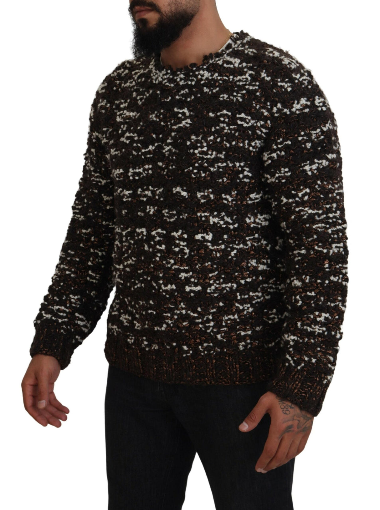 Dolce & Gabbana Elegant Bronze Knit Pullover Sweater