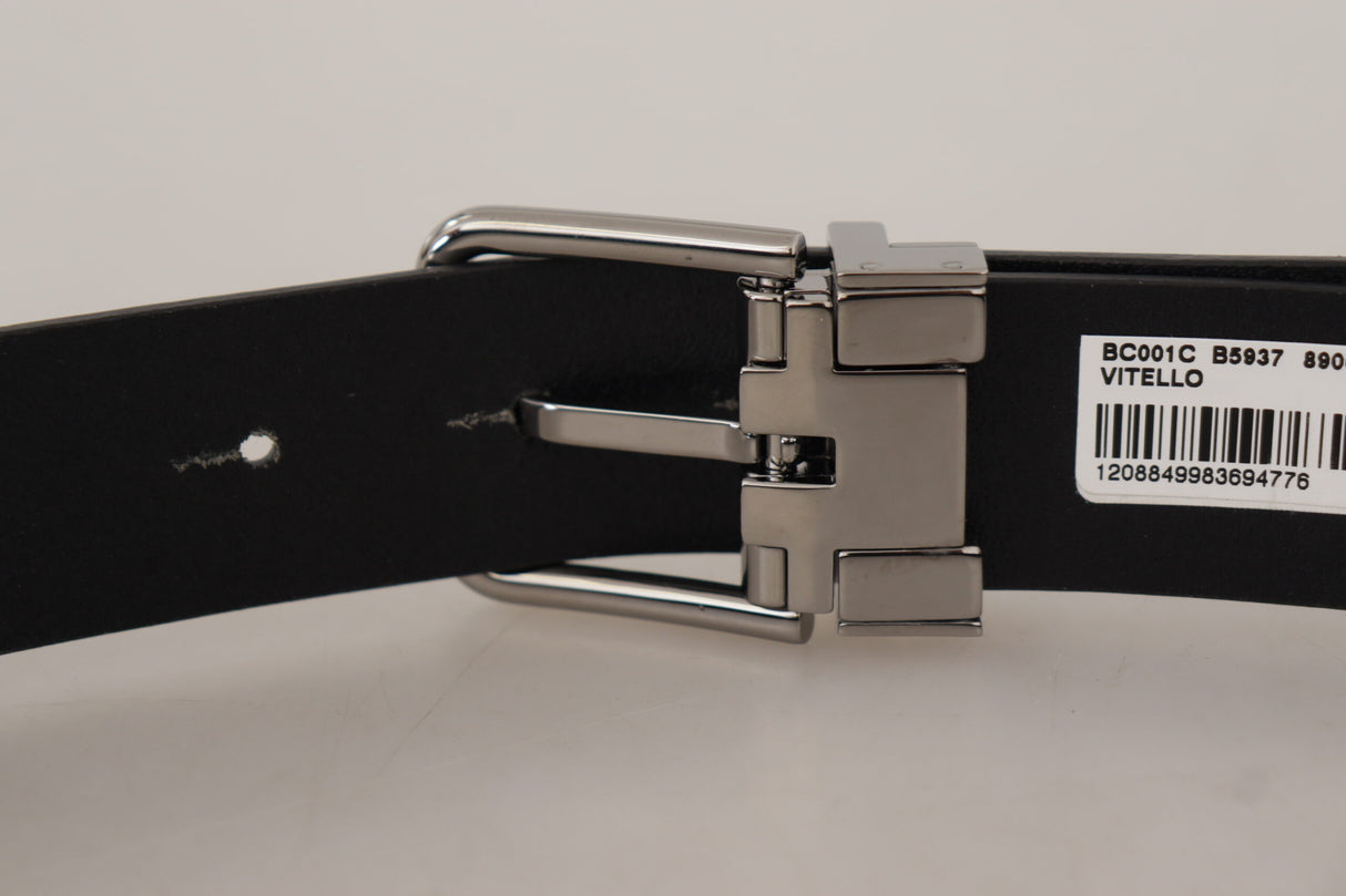 Dolce & Gabbana Elegant Black Leather Belt with Metal Buckle