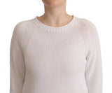 Alpha Studio Elegant White Cotton Pullover Sweater