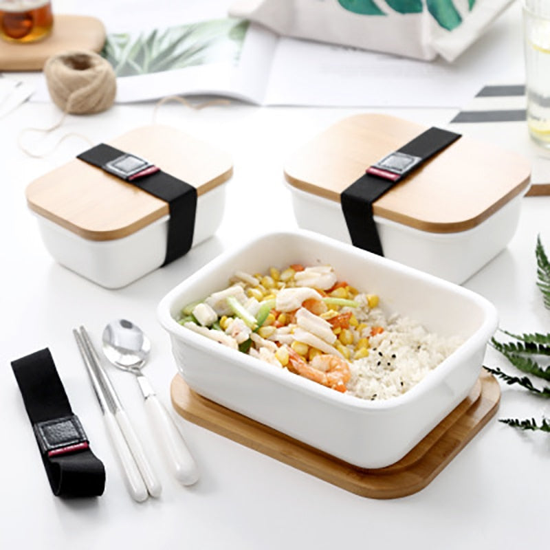 Japanese Ceramic Rectangular Storage Box with Lid