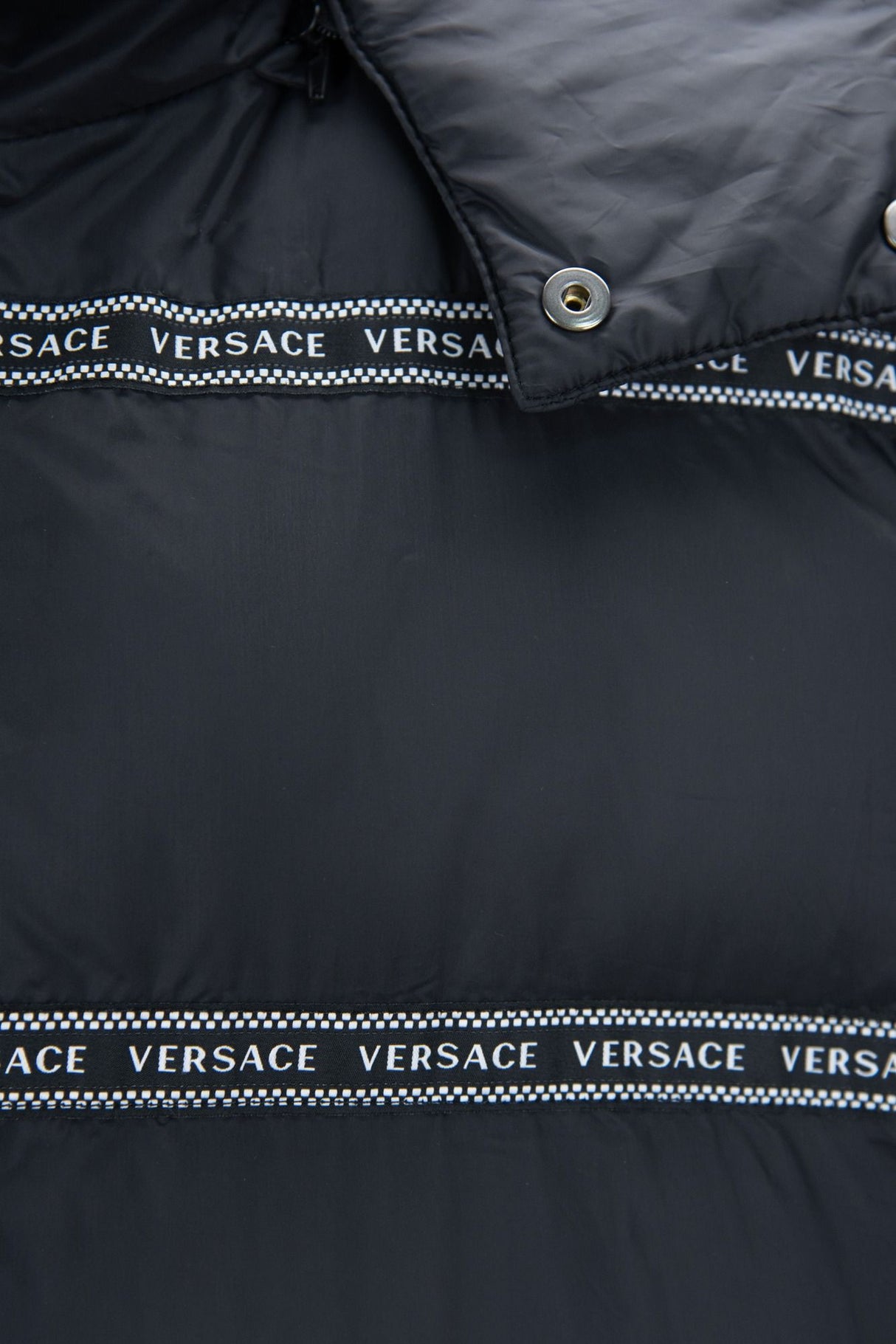 Versace Elegant Black Logo Band Vest with Detachable Hood