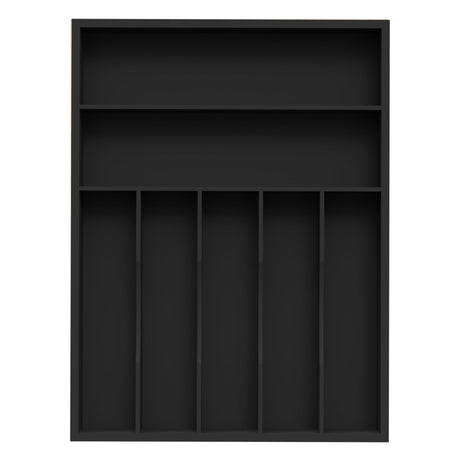 Unibambou Sliverware Organizer Bamboo Kitchen Drawer Organizer Flatware Organizer Tray Holder for Sliverware Utensil & Cutlery (7 Slots Black)