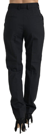 Dolce & Gabbana Black Wool High Waist Tapered Pants