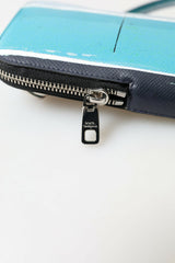Dolce & Gabbana Blue Leather Purse Crossbody Sling Phone Bag Unisex