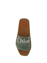 Chloé Elegant Forest Green Cotton Slides