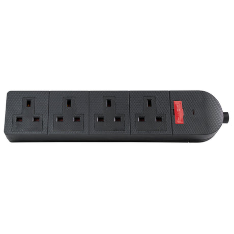 Mercury POWER Extension Trailing Socket Heavy Duty 4-Gang 13A Black 429.622UK