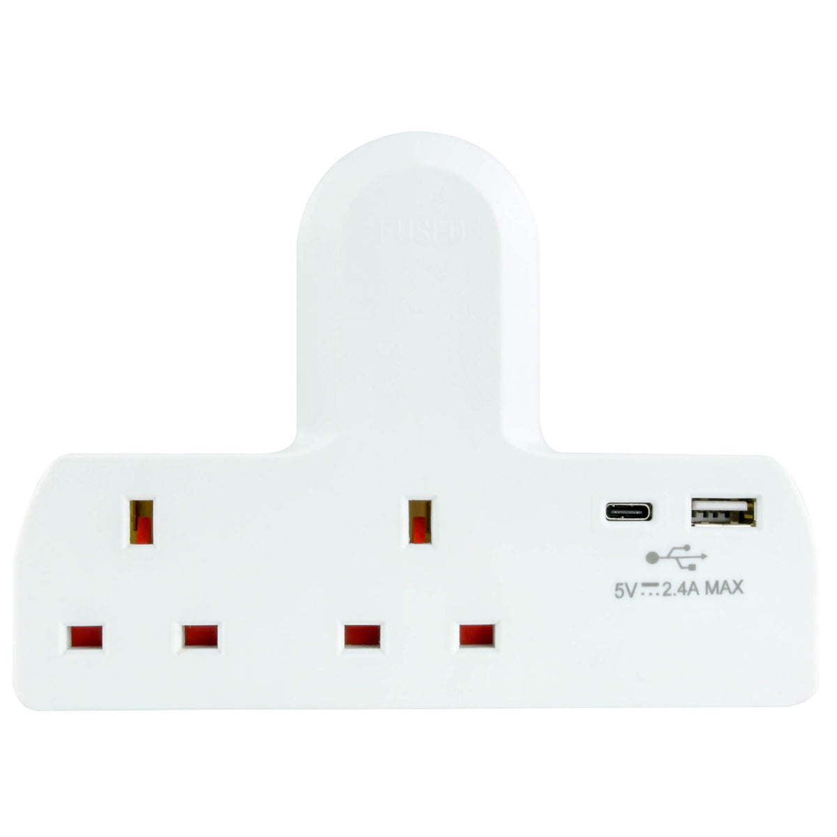 Mercury POWER Extension Wall Plugin 2 Gang 13A with 1xUSBC 1xUSBA 15W 429.849UK