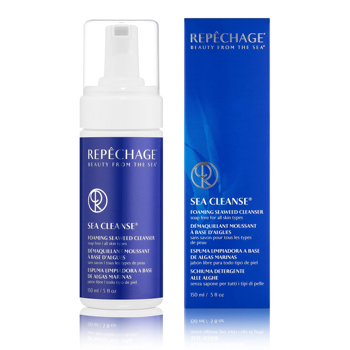 Repechage Sea Cleanse Foaming Seaweed Cleanser Soap-Free For All Skin Types - Daily Gentle Foaming Face Cleanser Removes Makeup and Skin Impurities Leaves Skin Soft and Hydrated 5 fl oz.