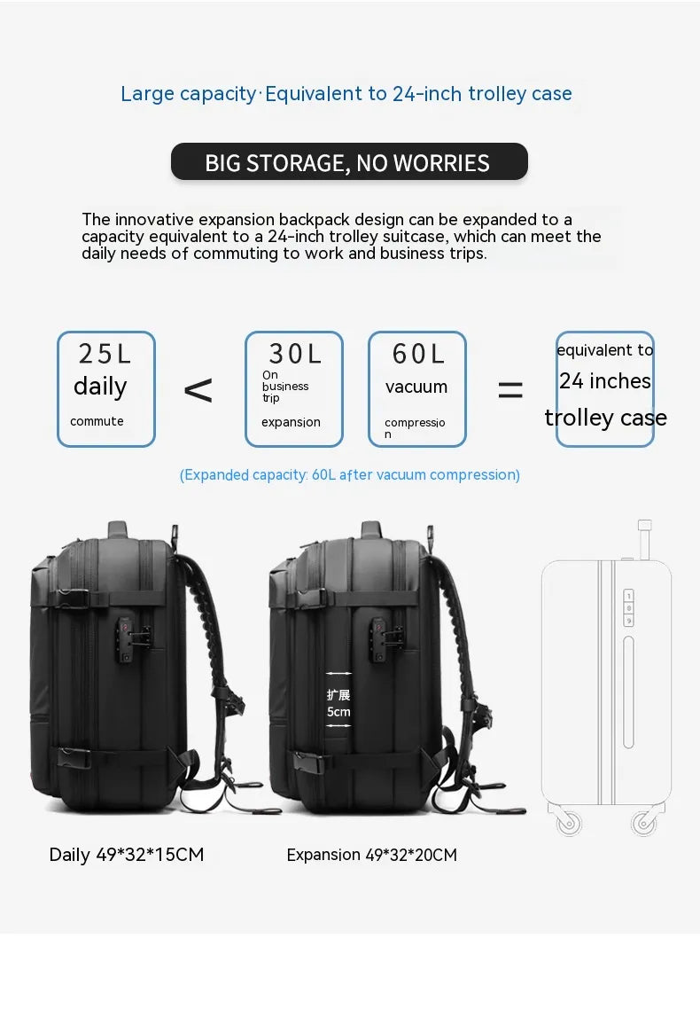 Multifunction Vacuum Compression Travel Backpack