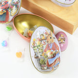 Cute Bunny Rabbit Printed Metal Easter Egg Candy Box