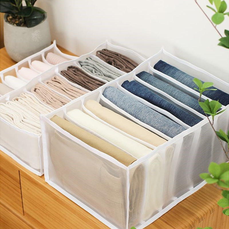 Stackable Jeans Storage Box with Mesh Dividers