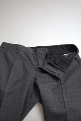 Dolce & Gabbana Elegant Grey Checkered Slim Fit Suit