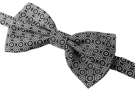 Dolce & Gabbana Elegant Black and White Silk Bow Tie