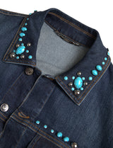 Dolce & Gabbana Embellished Turquoise Denim Jacket