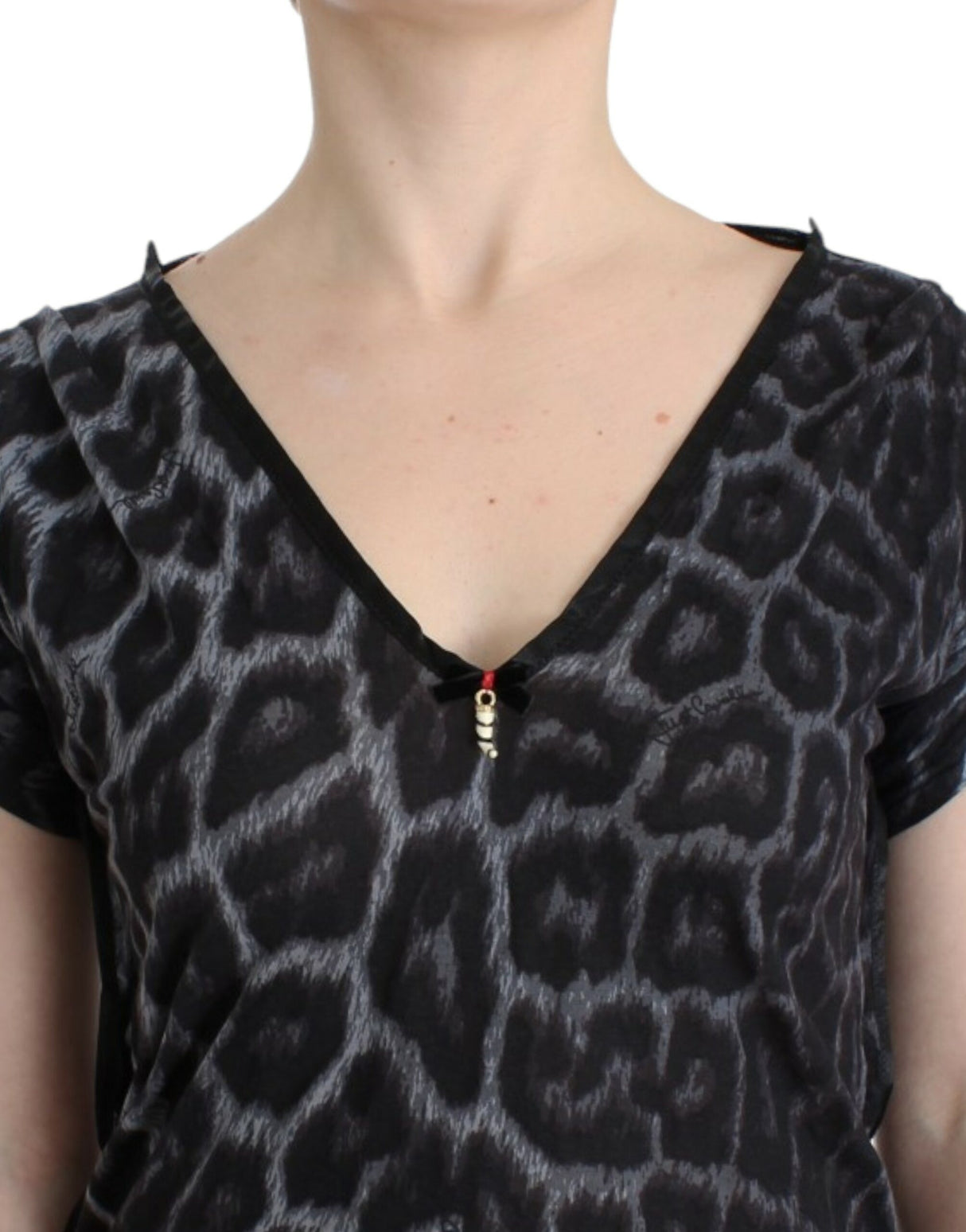 Cavalli Sultry Leopard V-Neck Modal Top