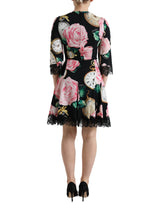 Dolce & Gabbana Enchanting Floral A-Line Dress with Sequined Detail