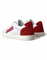 Dolce & Gabbana Chic White Leather Sneakers with Red Accents