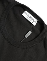 Dolce & Gabbana Elegant Black Cotton Crewneck Pullover Sweater