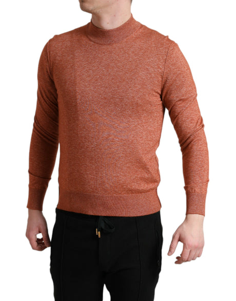 Dolce & Gabbana Silk-Cashmere Orange Crew Neck Sweater