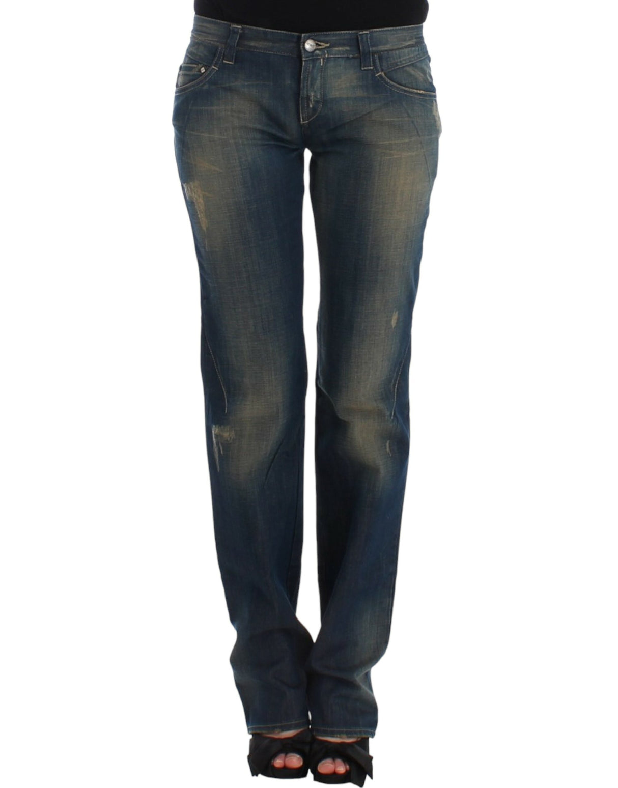 Costume National Chic Straight Leg Blue Denim Jeans