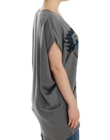 Costume National Elegant V-Neck Tunic with Motive Print