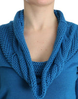 Costume National Chic Blue Scoop Neck Knit Sweater