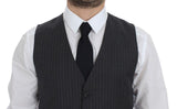 Dolce & Gabbana Elegant Black Striped Wool Dress Vest