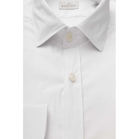 Bagutta White Cotton Men's Shirt Slim Fit With French Collar