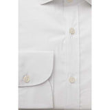 Bagutta White Cotton Men's Shirt Slim Fit With French Collar