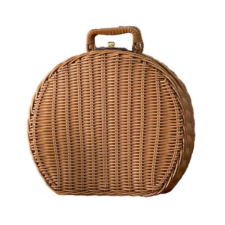 Vintage Rattan Storage Box - Portable Organizer Suitcase