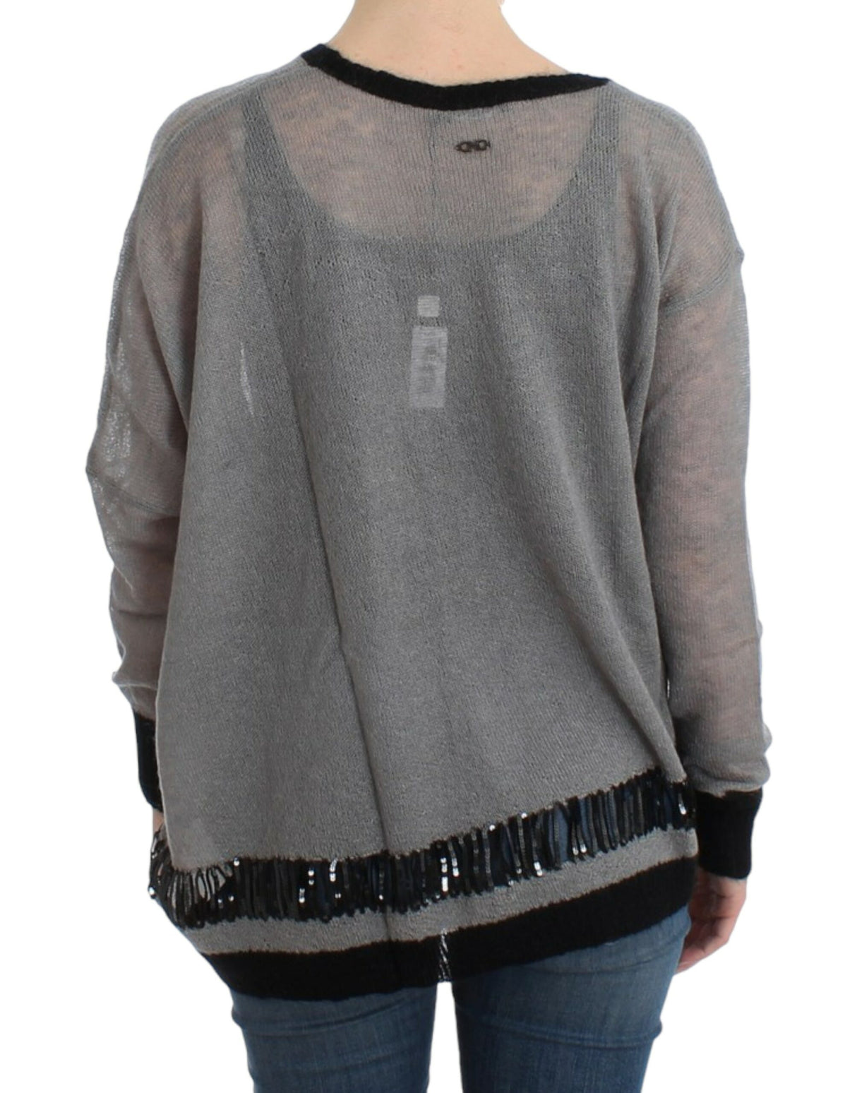 Costume National Chic Asymmetric Embellished Knit Sweater