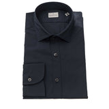 Bagutta Blue Cotton Men Shirt Slim Fit with French Collar