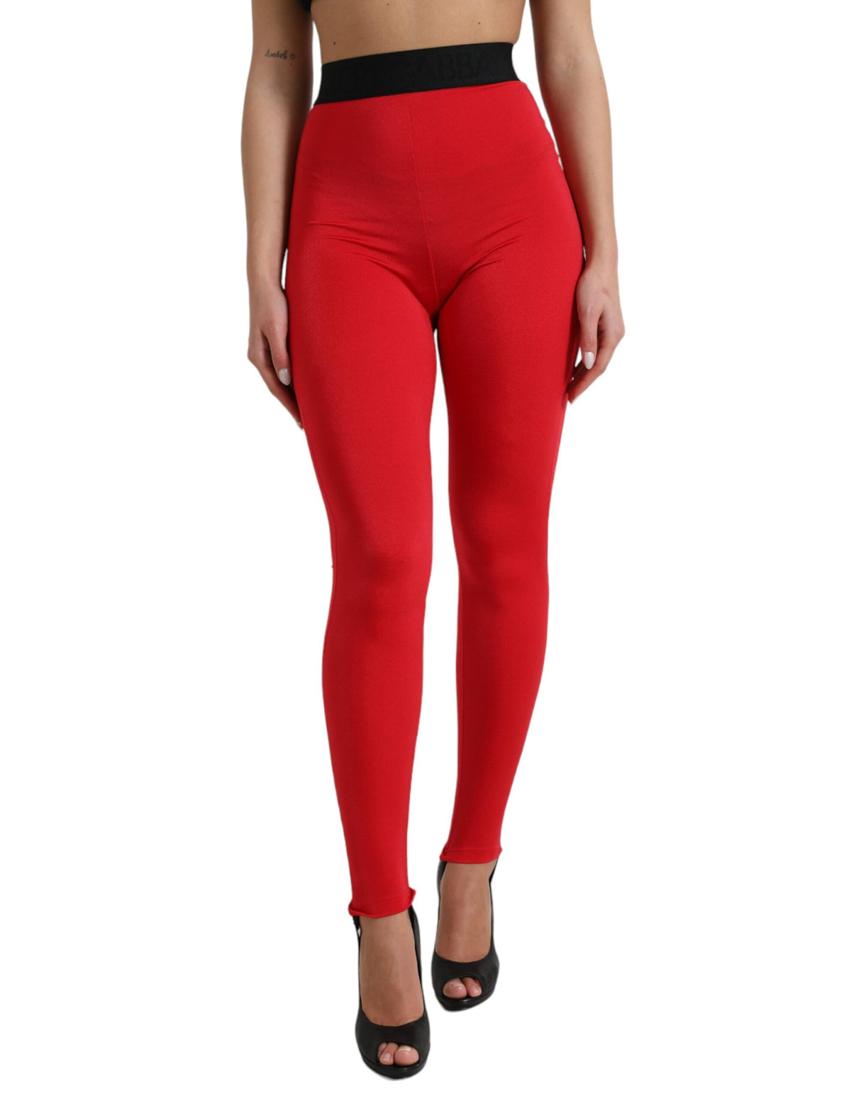 Dolce & Gabbana Elegant High Waist Red Leggings