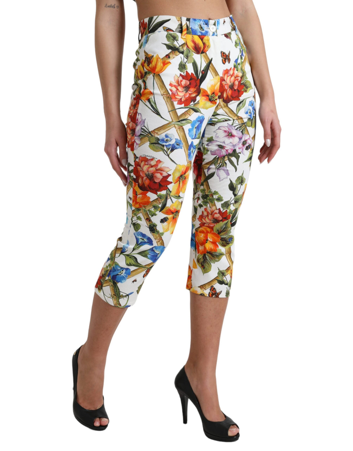 Dolce & Gabbana Floral High Waist Cropped Fashion Pants