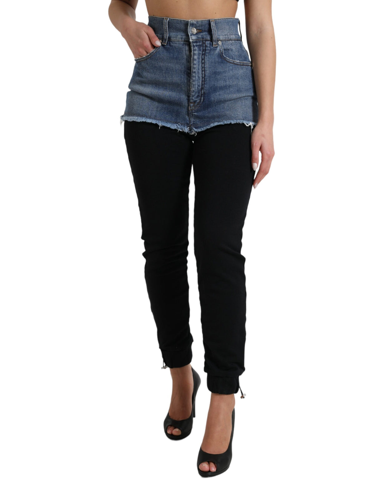 Dolce & Gabbana Chic High Waist Skinny Pants with Denim Shorts