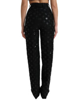 Dolce & Gabbana Chic High Waist Straight Pants with Logo Print