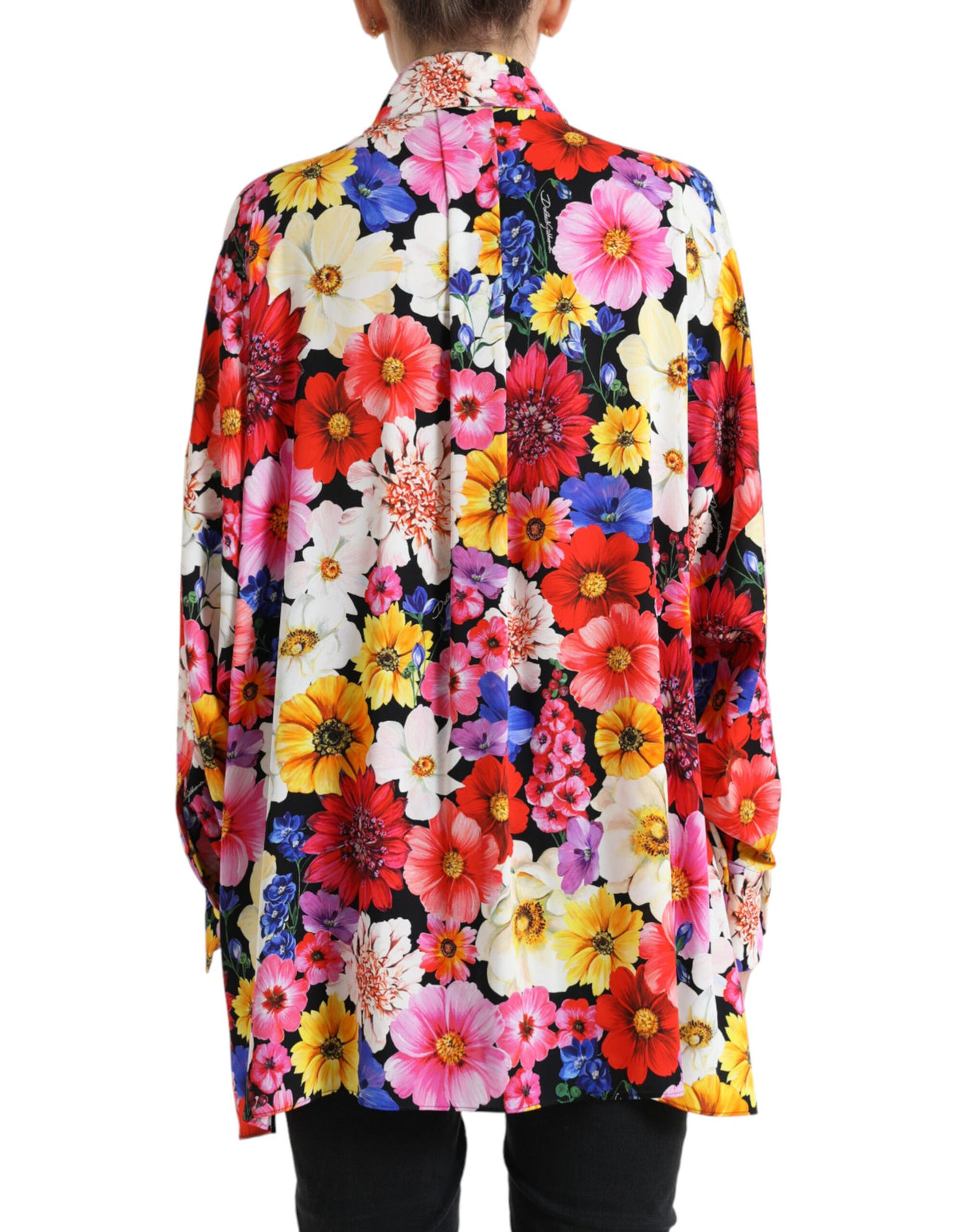 Dolce & Gabbana Floral Silk Blouse with Front Tie Fastening