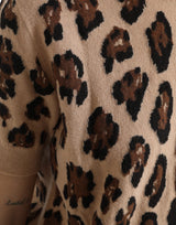 Dolce & Gabbana Elegant Beige Leopard Turtleneck Wool Top