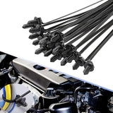 Fluher 160 PCS Car Push-mount Cable Tie Set 5 Sizes of Nylon Self-locking Body-fixing Wire Harness UV-resistant Bundling Wire Tie Classification Kit Universal Accessories for Most Cars (Black)