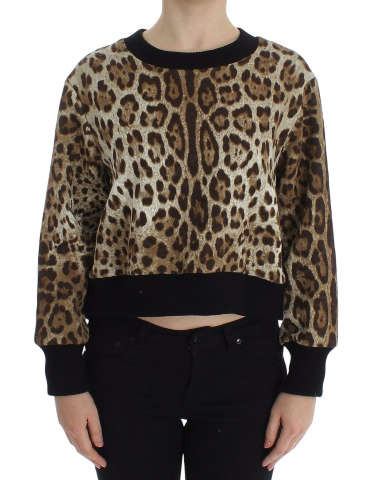 Dolce & Gabbana Elegant Leopard Print Short Sweater Top