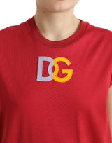 Dolce & Gabbana Elegant Red Cotton Crew Neck Tank Top