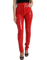 Dolce & Gabbana High Waist Red Skinny Pants - Sleek and Chic