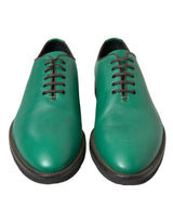 Dolce & Gabbana Elegant Green Leather Oxford Dress Shoes