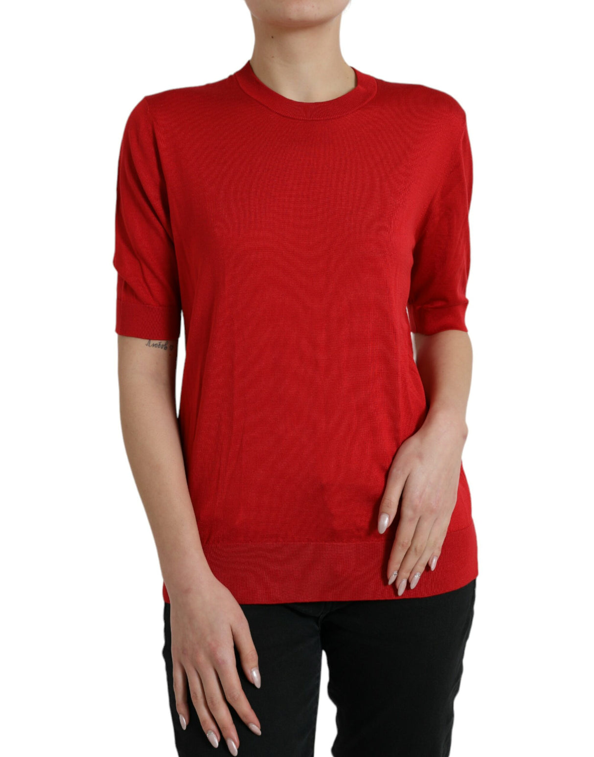 Dolce & Gabbana Silk Red Crew Neck Top