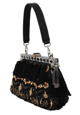 Dolce & Gabbana VANDA Black Crystal Tassel Gold Charms Party Bag